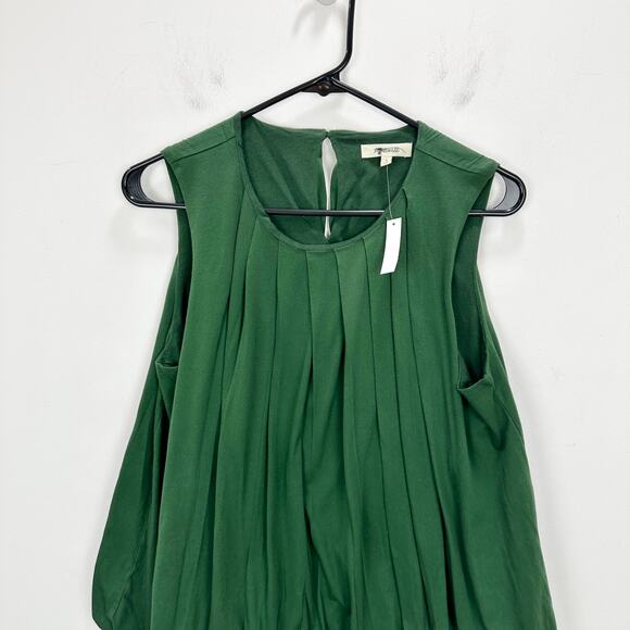 Madewell Sleeveless Crewneck Bubble Top Cotton Pleated Draped Green Small NWT - Picture 8 of 13